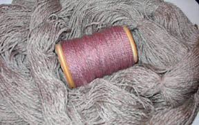 pink/grey 2ply yarn